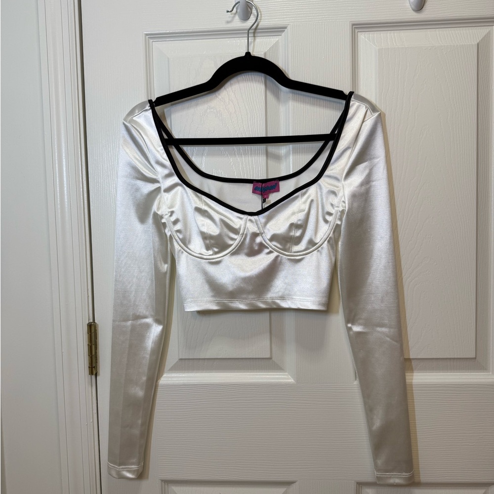 Edikted Winter Satin Top with Black Trim
